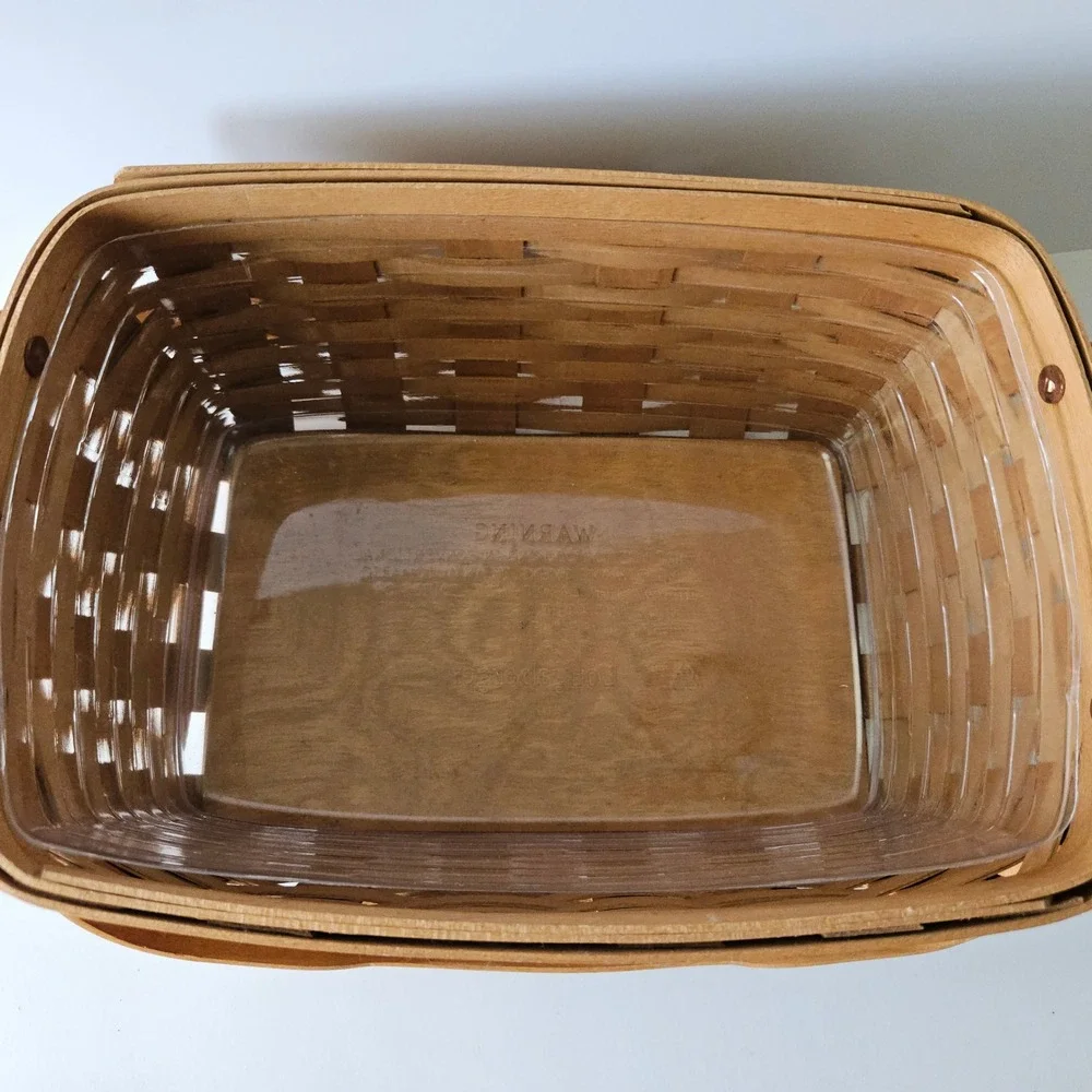 Longaberger Lunch Box Basket 12in w/ Swing Handles & Original Plastic Protector